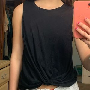Black Tank Top with Knotted Bottom